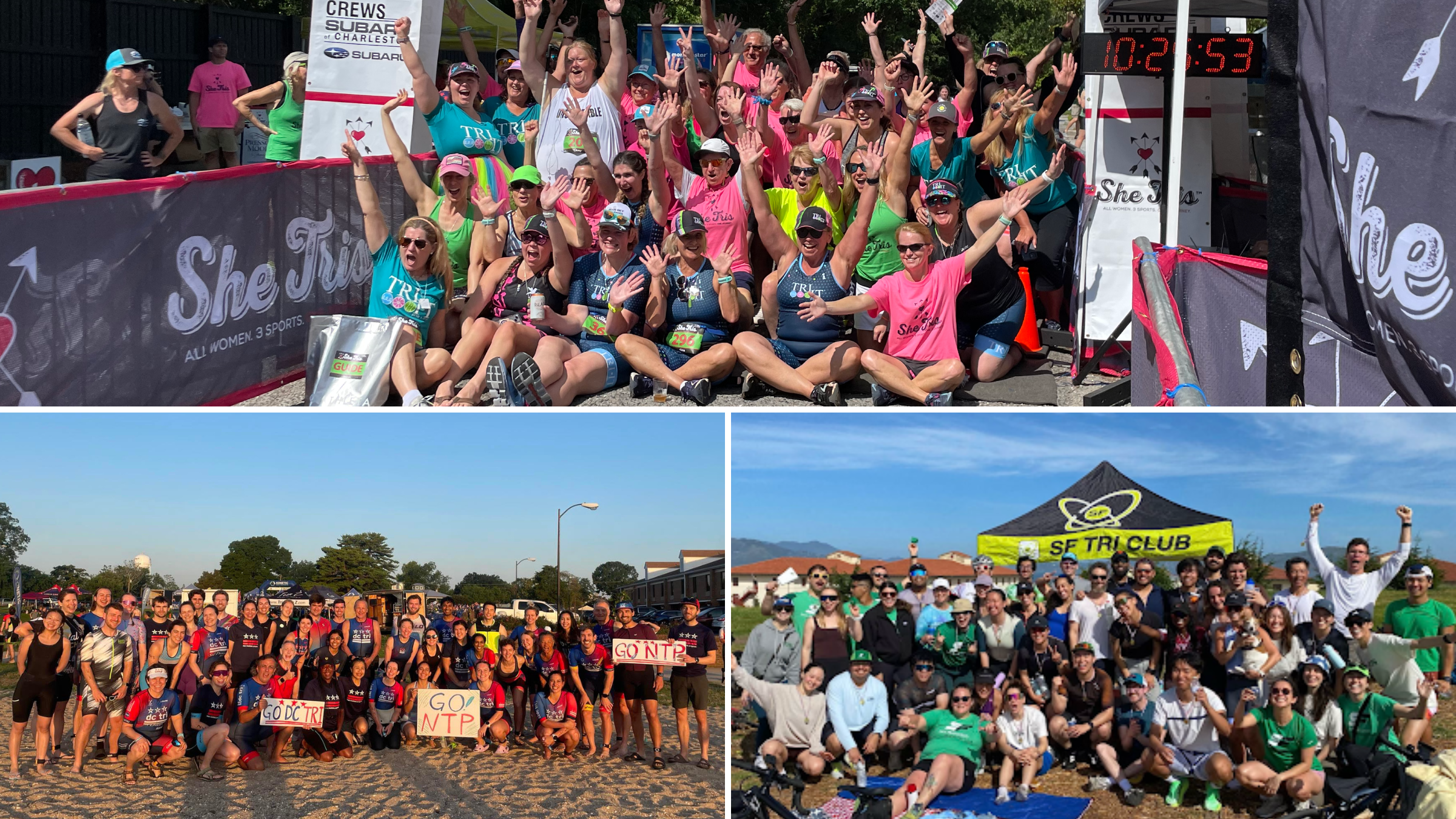 We spoke to the Coeur Sports First-Timers Program (top), DC Tri Club (bottom left), SF (San Francisco) Tri Club (bottom right), and Tri Club of San Diego to learn more about their programs for junior athletes.