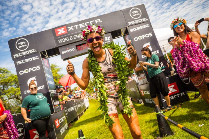 Lesley Paterson (GBR) is now an Oscar-nominated screenwriter, but she was once known as a three-time XTERRA World Champion. Pictured here in 2018, Paterson embodies XTERRA’s