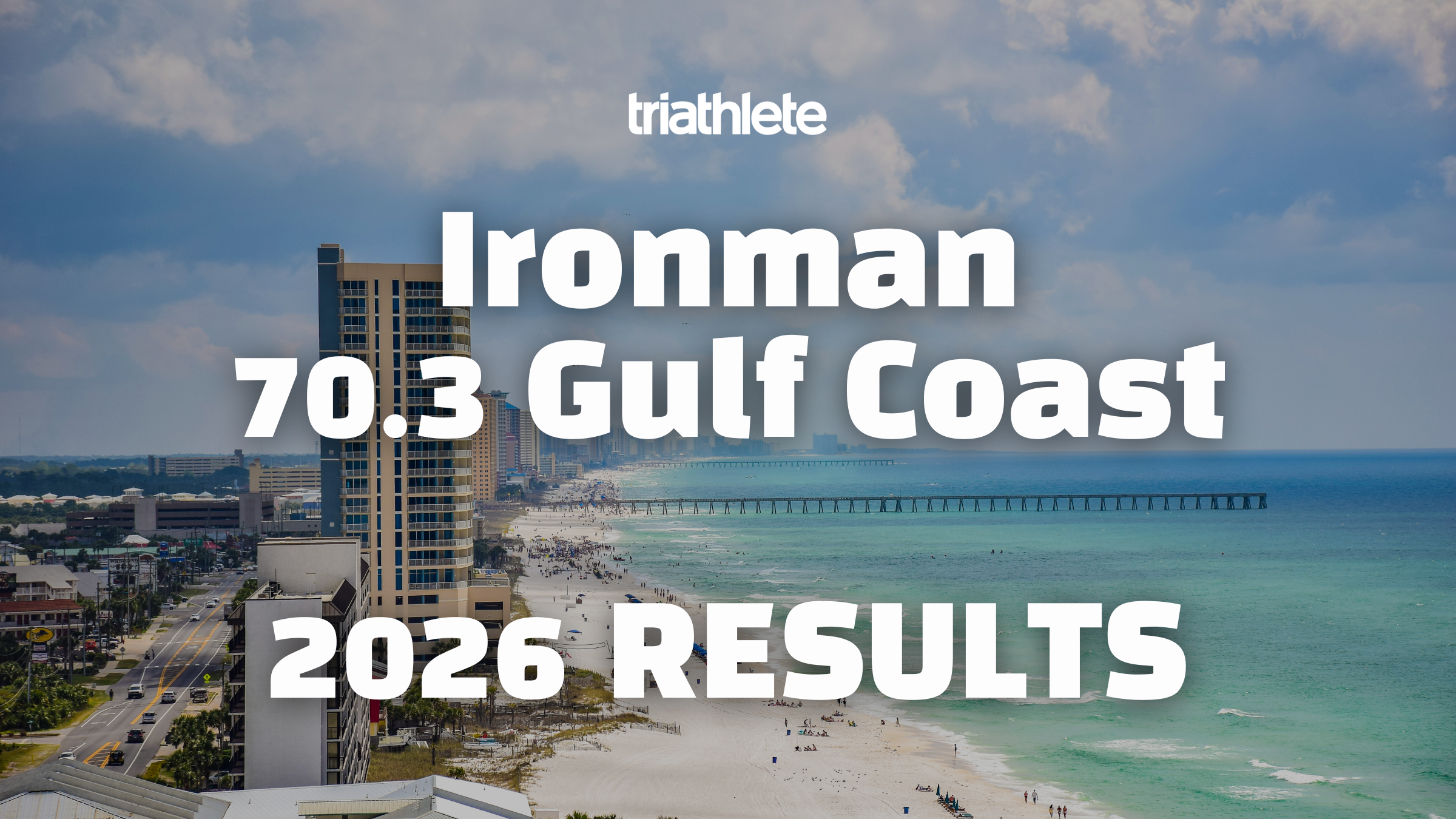 An image of the Gulf Coast with the words "Ironman 70.3 Gulf Coast 2026 results" written over it.