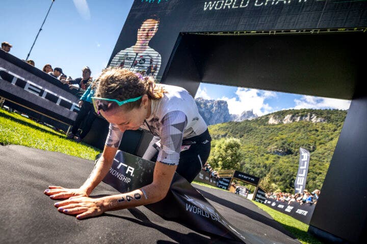 Recent years have seen the French dominate XTERRA triathlon racing, with Arthur Serrières and Solenne Billouin (seen here in 2023 and 2024, respectively) winning three world titles in a row after XTERRA expanded the World Championship to Europe.