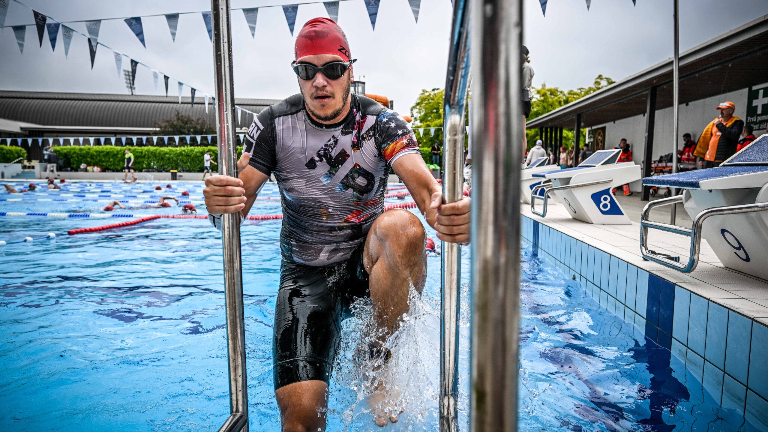 The constant head movements required by swimming can challenge the vestibular system, causing dizziness upon exiting the water.