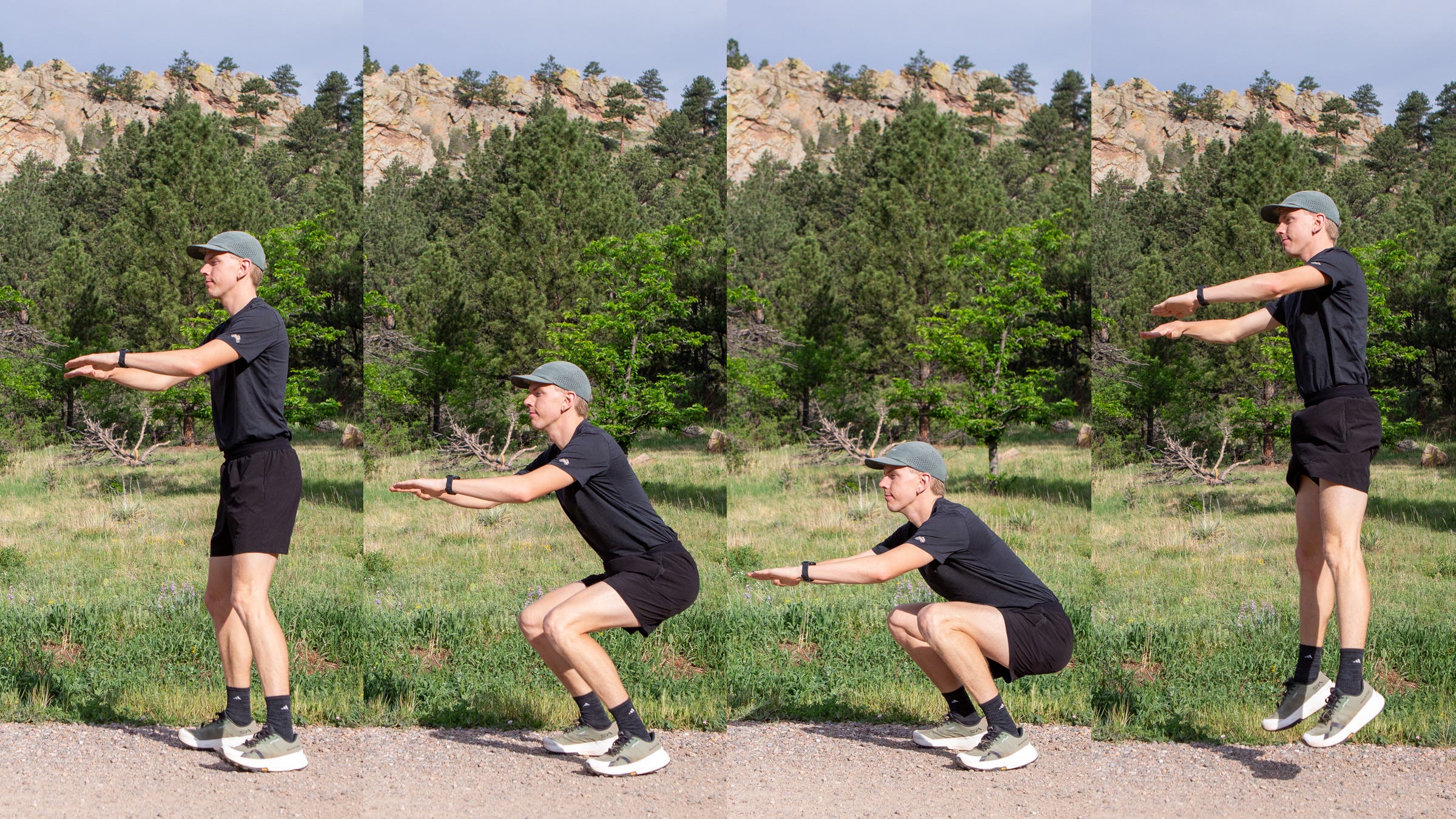 An athlete demonstrates how to do rocket jumps.