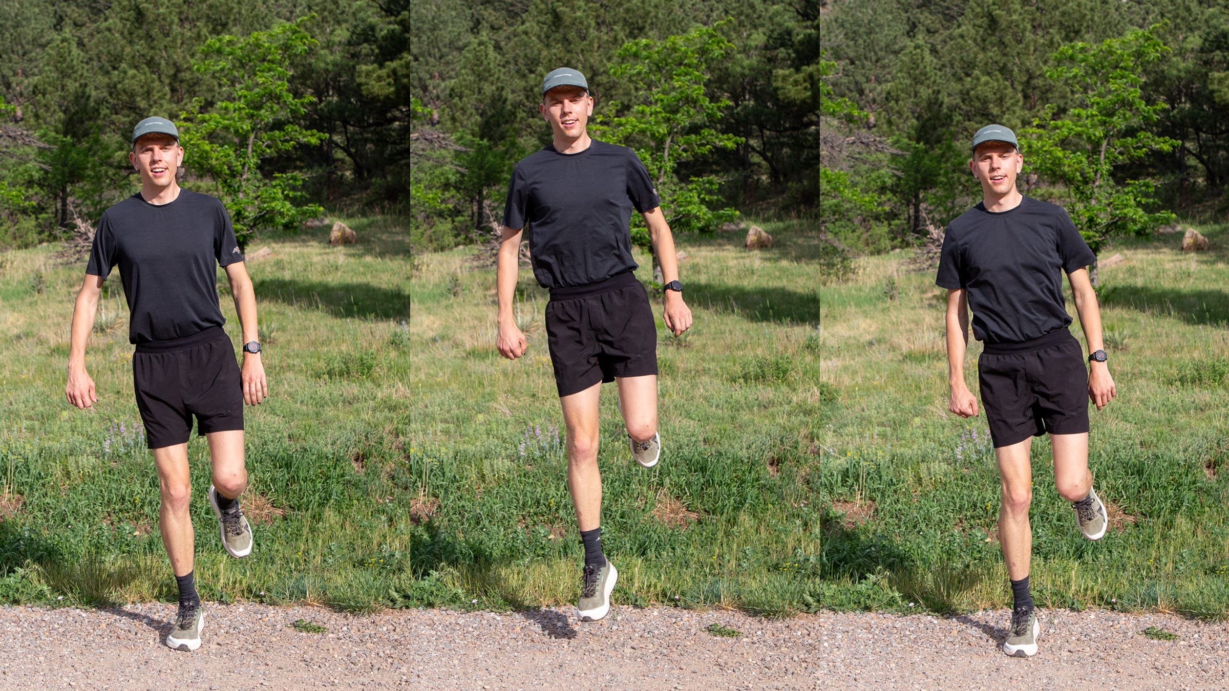 An athlete demonstrates how to do single-leg lateral hops.