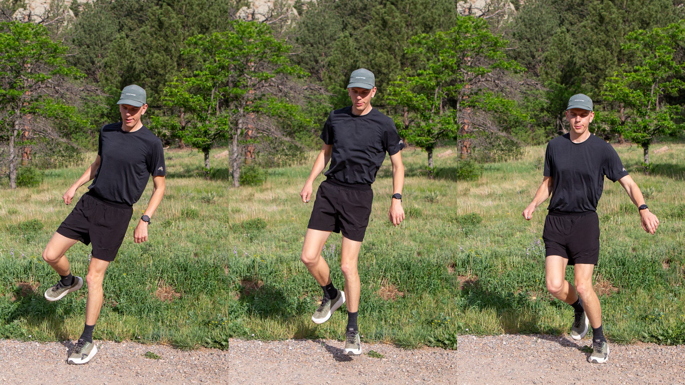 An athlete demonstrates how to do single-leg hops.