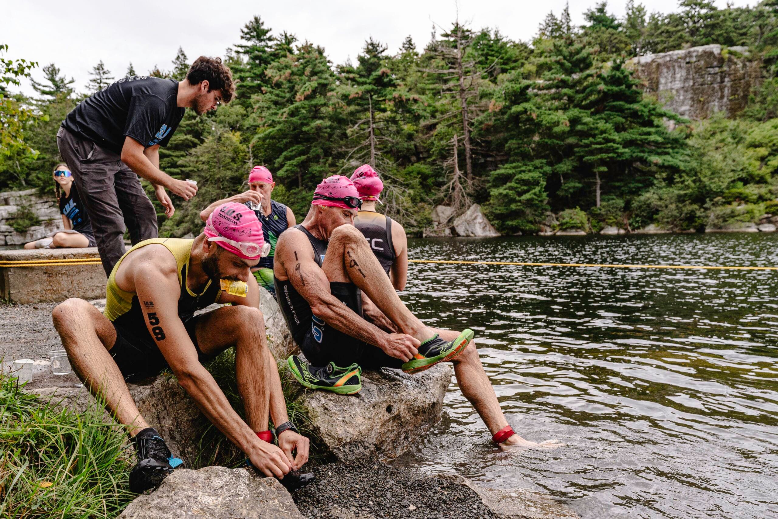 Survival of Shawangunks participants must carry their running shoes while swimming, and their goggles while running.