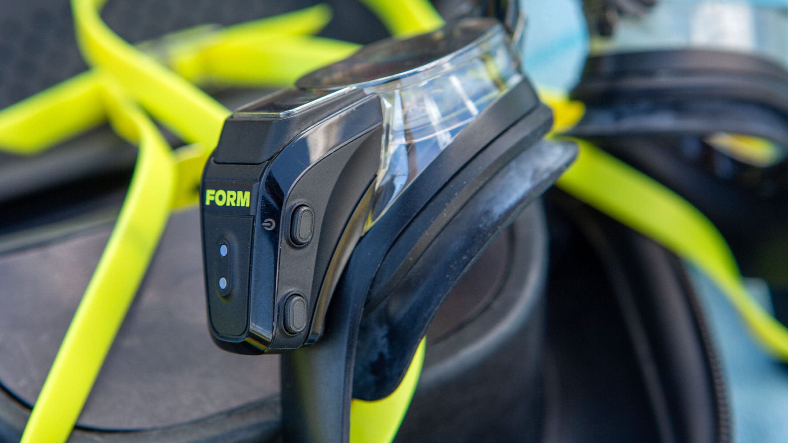 zoomed in photo of the side controls on the black Swim Smart 2 LT goggles