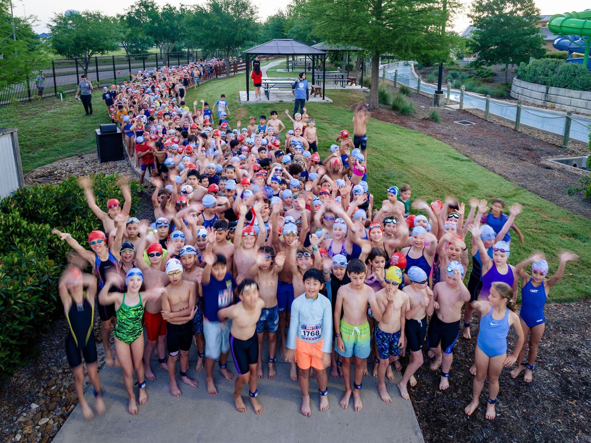A triathlon swim in a lazy river at a waterpark makes the Houston Kids Triathlon the best race in Texas.