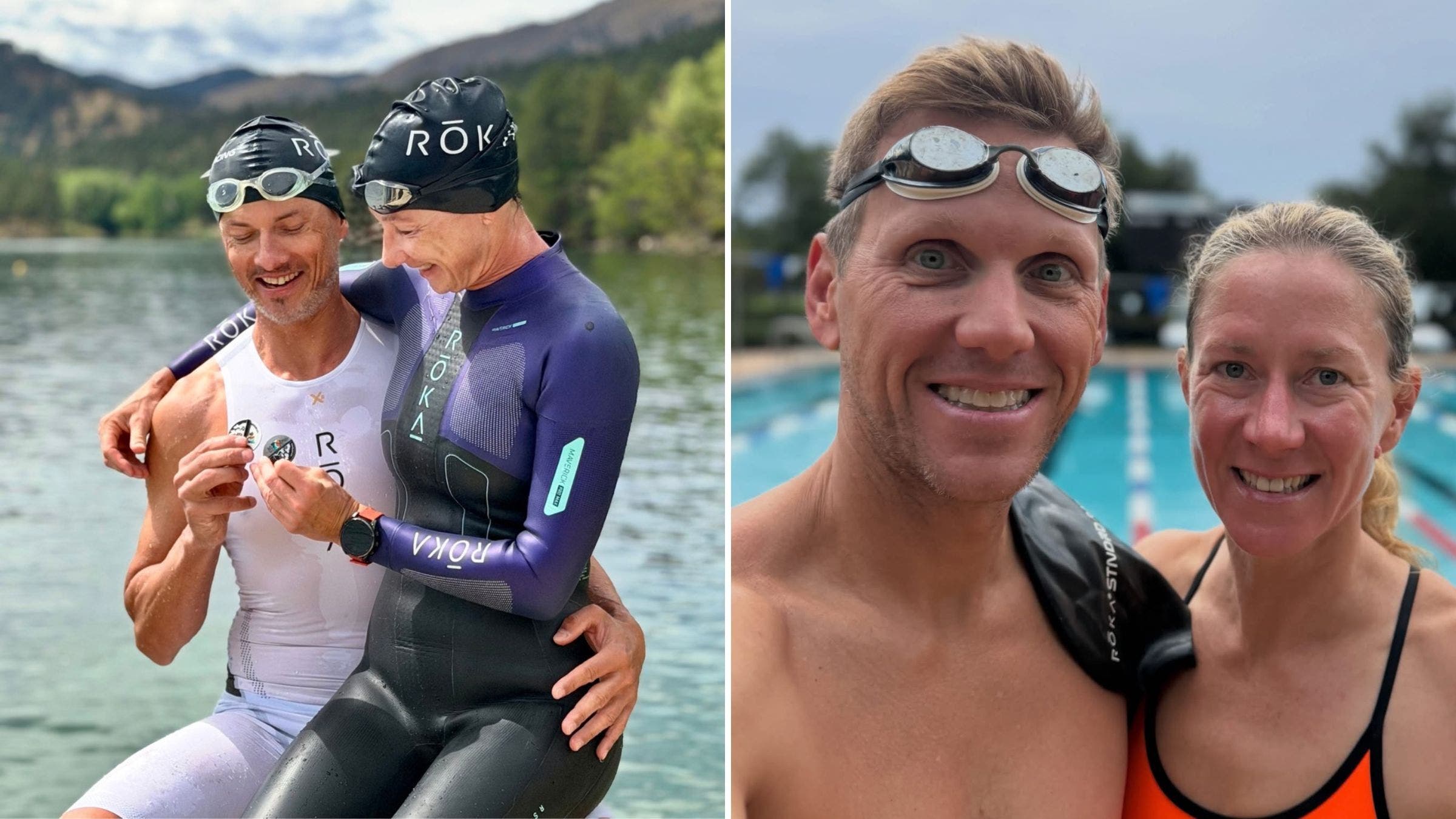 Joanna and Sebastian Borowik are shown in the photo on the left and Jeff and Wendy Fejfar on the right.