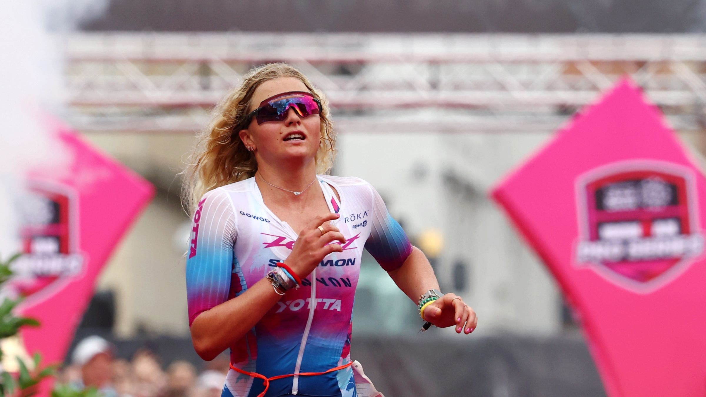 Marjolaine Pierre during a triathlon race.