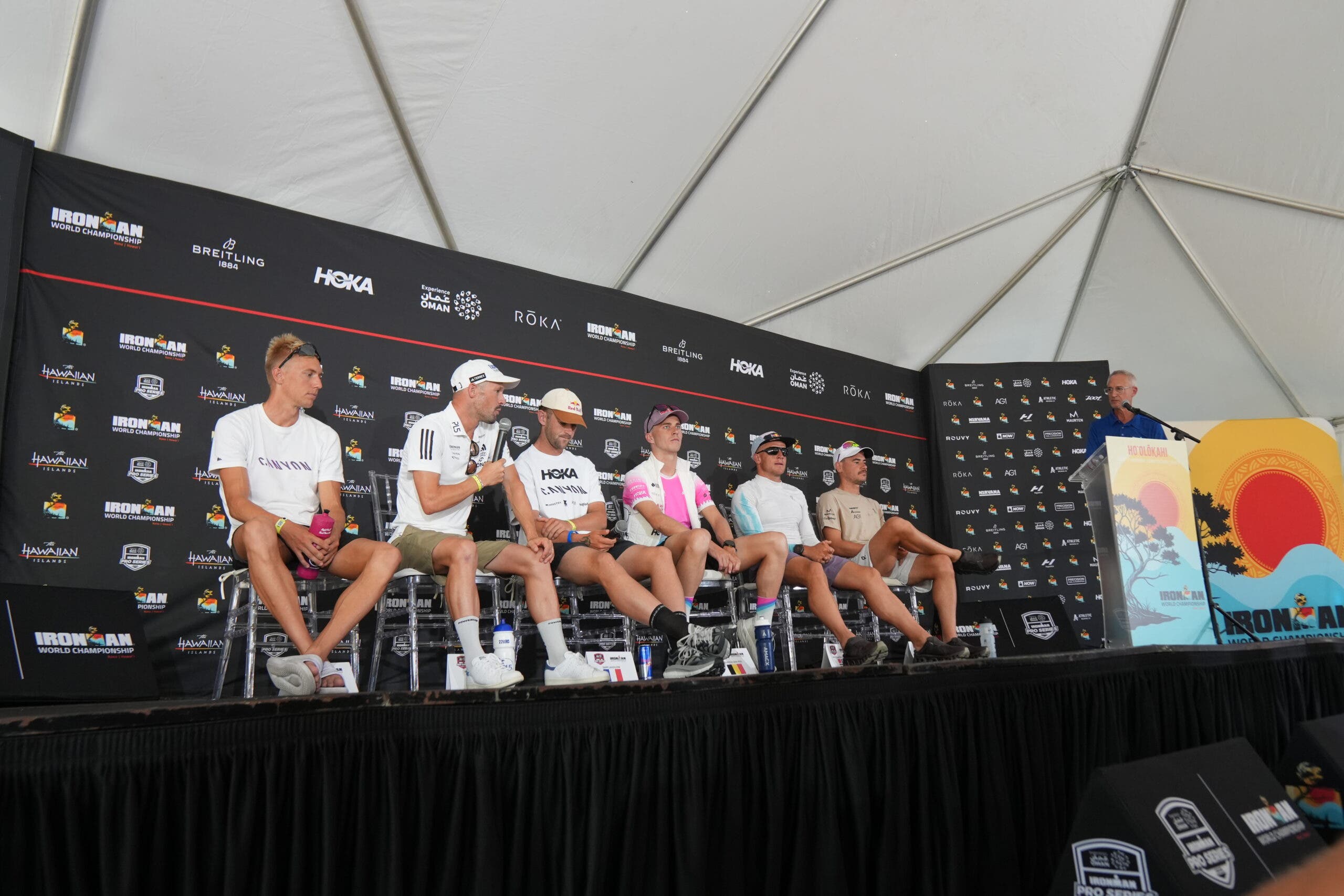 Patrick Lange (second from left) talks about his final race at the Ironman World Championship in Kona.